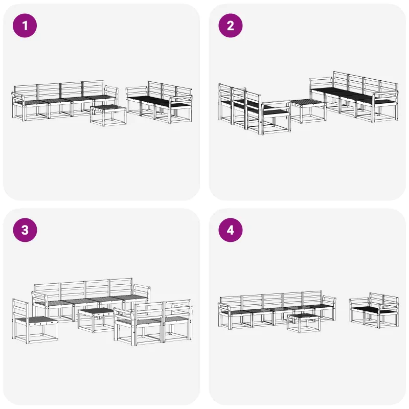 Lauko sofos komplektas 8 pcs Balta 59 x 59 x 37 cm