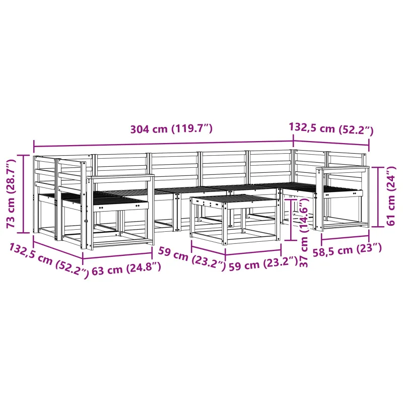 Lauko sofos komplektas 8 pcs Balta 59 x 59 x 37 cm