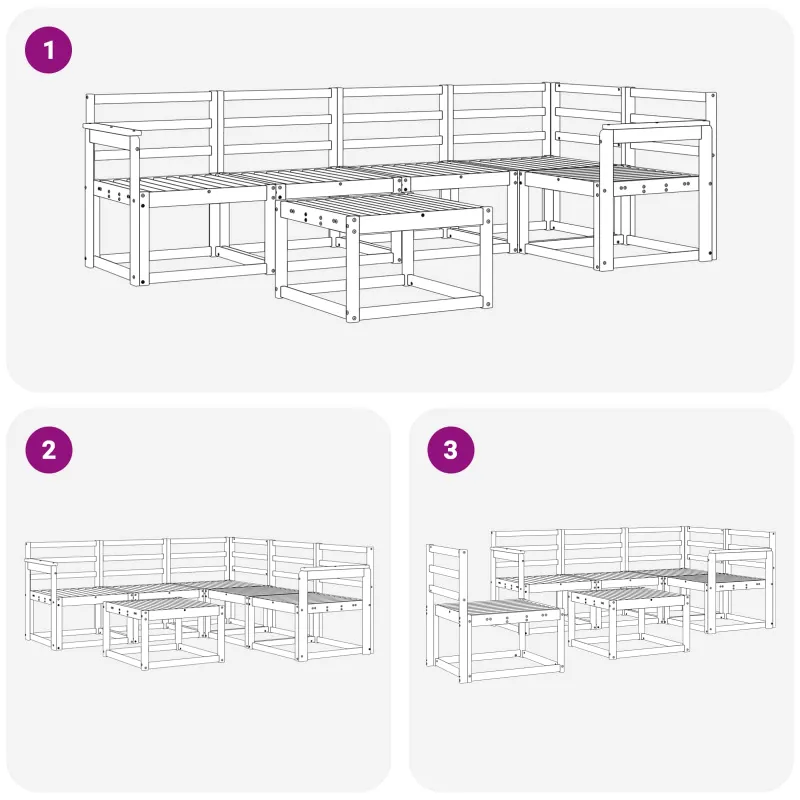 Lauko sofos komplektas 6 pcs Balta Kietos akacijos mediena
