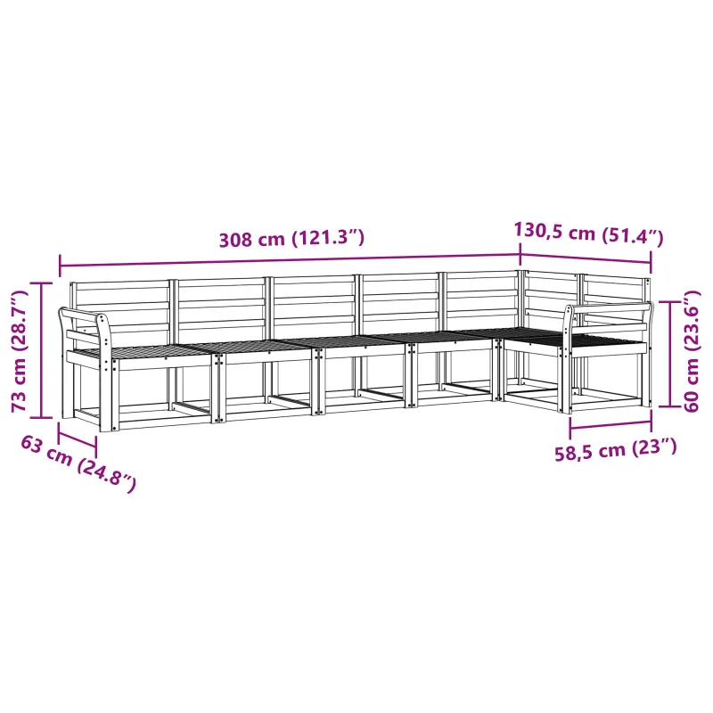 Lauko sofos komplektas 6 pcs Balta Kietos akacijos mediena