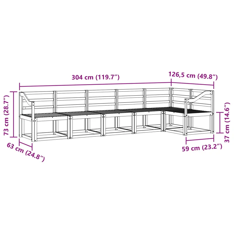 Lauko sofos komplektas 6 pcs Balta Kietos akacijos mediena