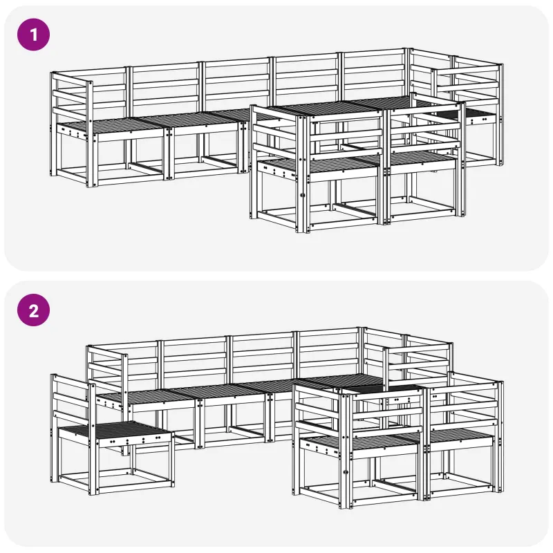 Lauko sofos komplektas 8 pcs Balta Kietos akacijos mediena