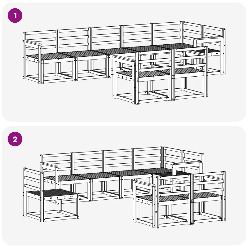 Lauko sofos komplektas 8 pcs Balta Kietos akacijos mediena