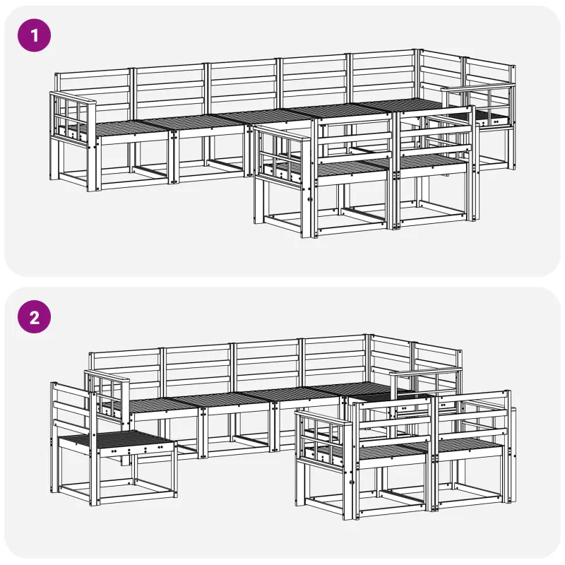 Lauko sofos komplektas 8 pcs Balta Kietos akacijos mediena