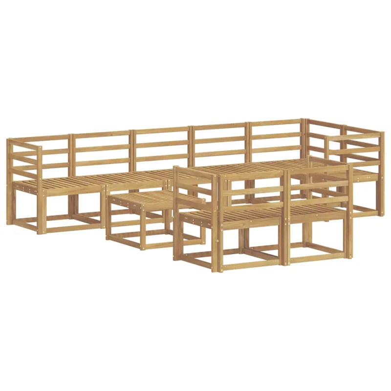 Lauko sofos komplektas 9 pcs Balta Kietos akacijos mediena