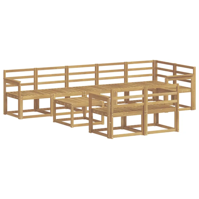 Lauko sofos komplektas 9 pcs Balta Kietos akacijos mediena