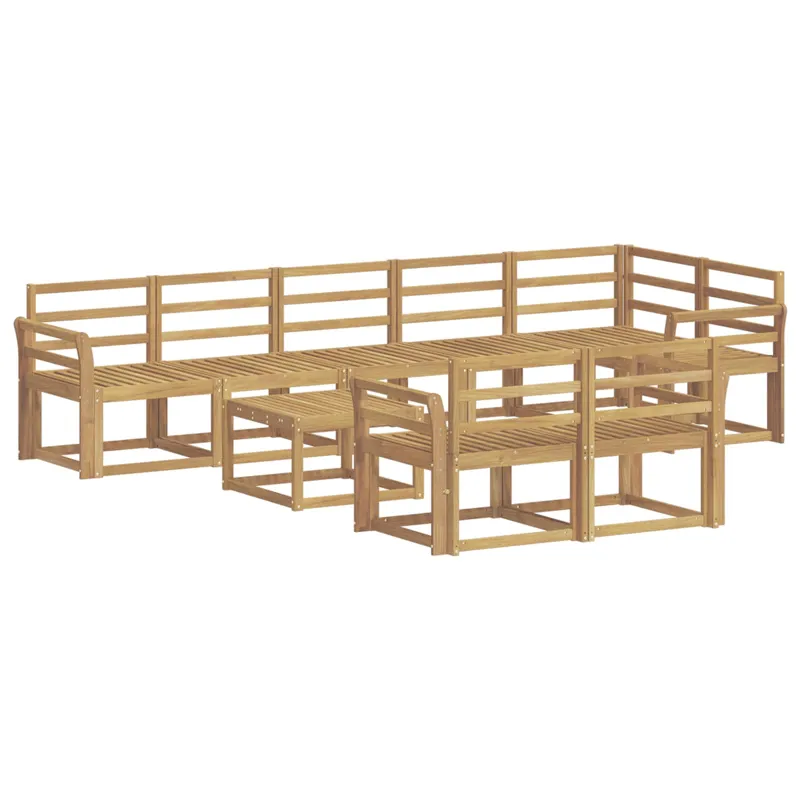 Lauko sofos komplektas 9 pcs Balta Kietos akacijos mediena