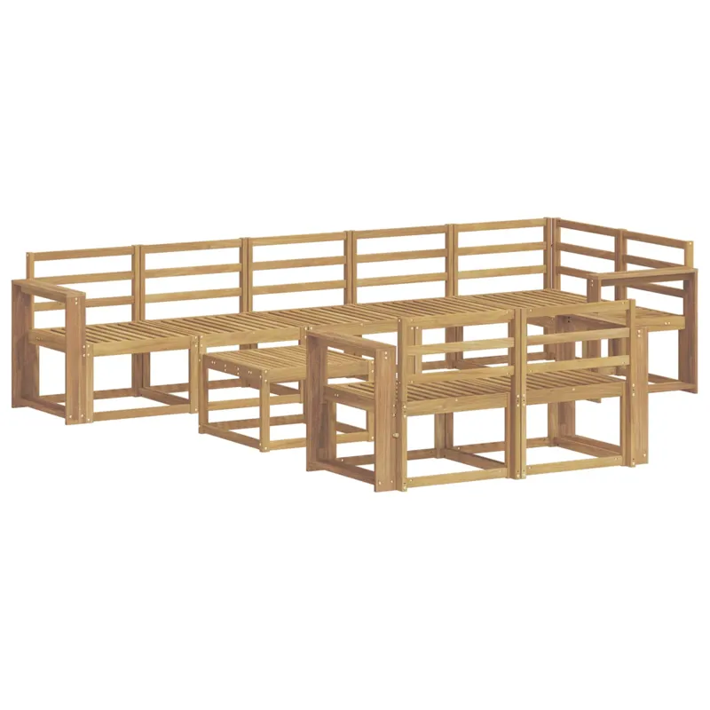 Lauko sofos komplektas 9 pcs Balta Kietos akacijos mediena