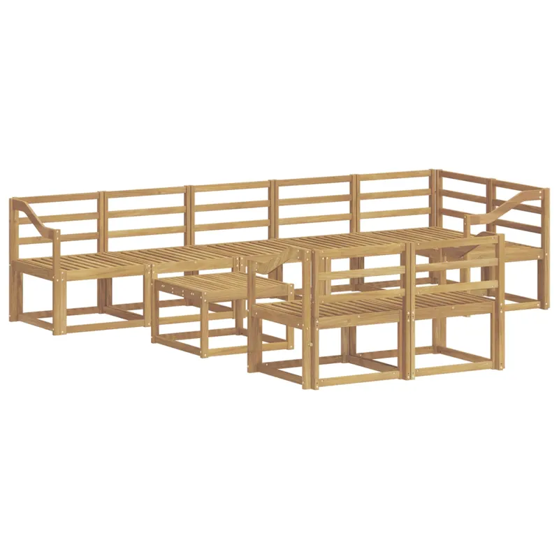 Lauko sofos komplektas 9 pcs Balta Kietos akacijos mediena
