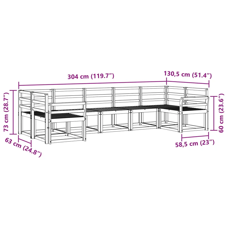 Lauko sofos komplektas 7 pcs Balta Kietos akacijos mediena