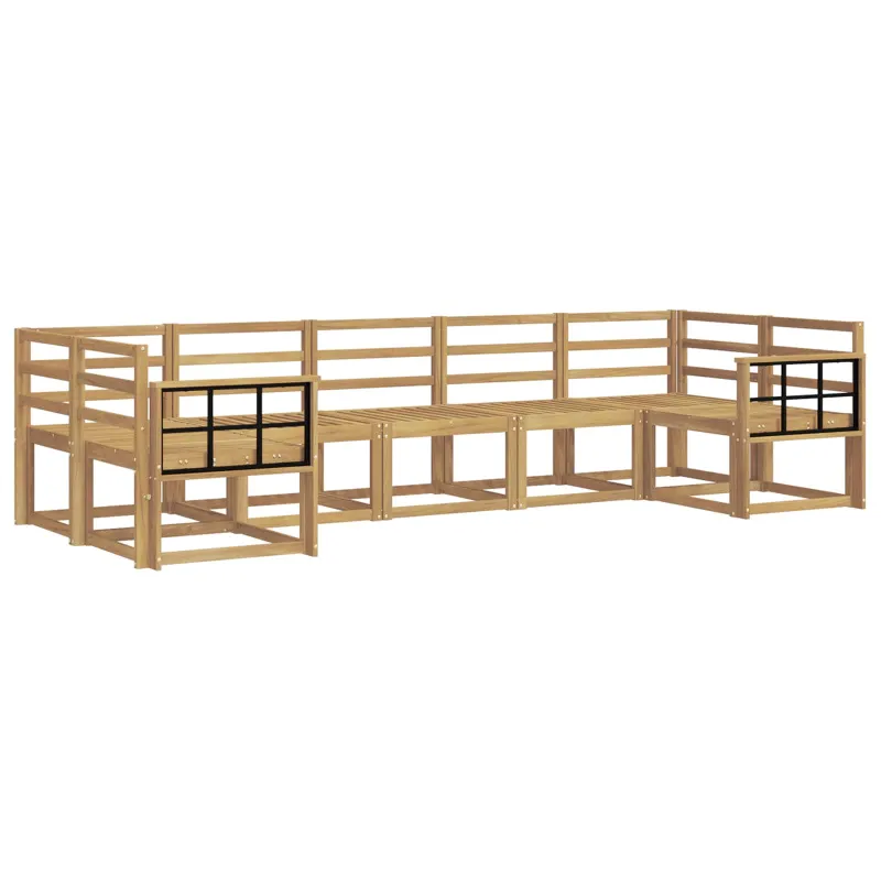 Lauko sofos komplektas 7 pcs Balta Kietos akacijos mediena