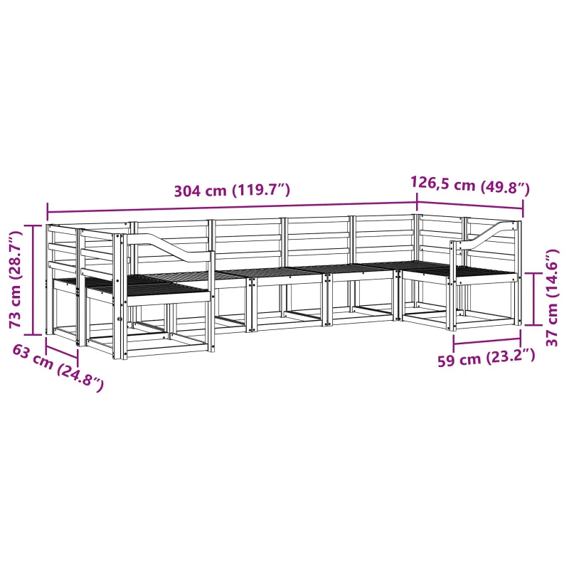 Lauko sofos komplektas 7 pcs Balta Kietos akacijos mediena