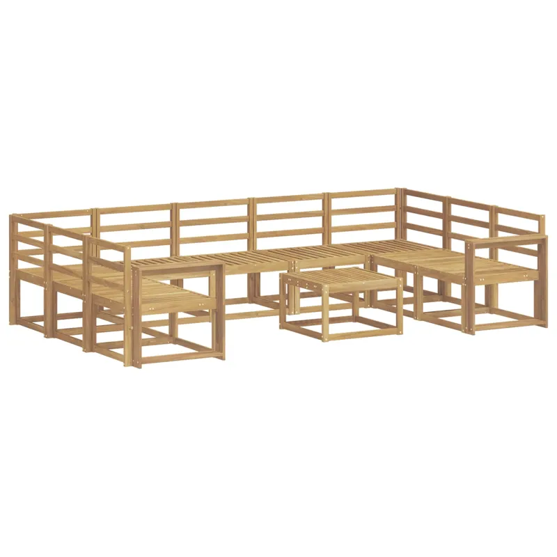 Lauko sofos komplektas 10 pcs Balta Kietos akacijos mediena