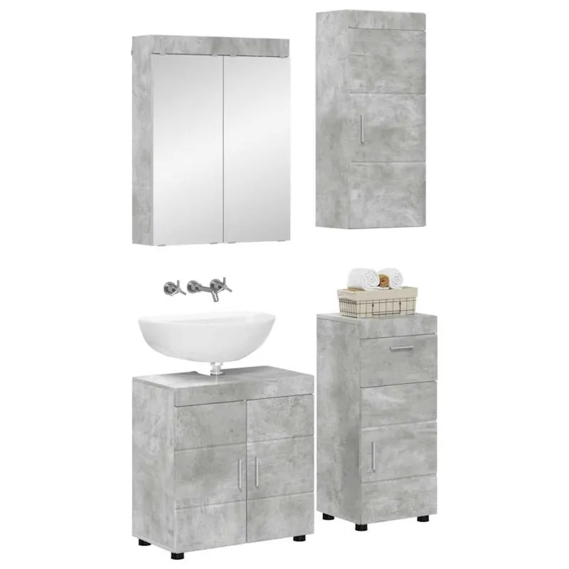 Vonios baldų rinkinys TULUM 4 pcs Betono pilka 60 x 34 x 63 cm