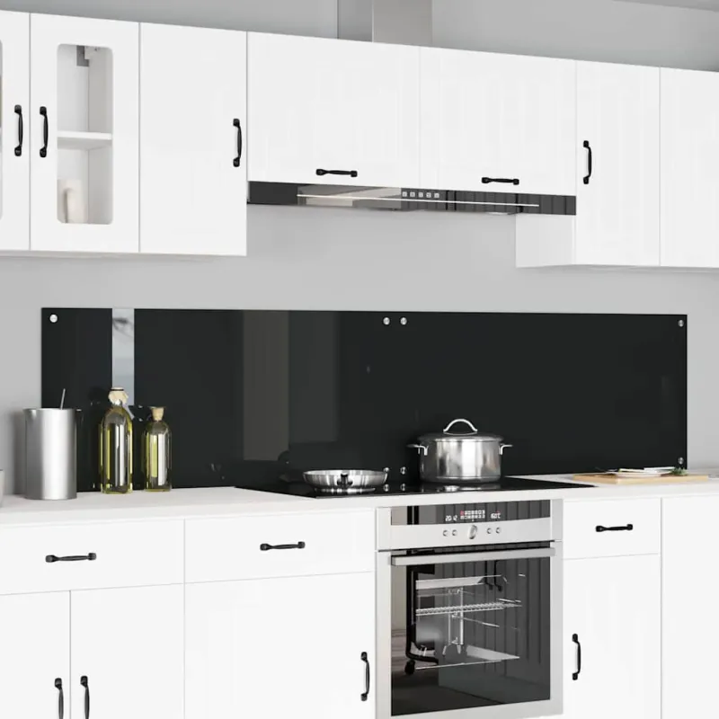 Virtuvės atbraila 2 pcs Juoda 110 x 50 cm grūdintas stiklas