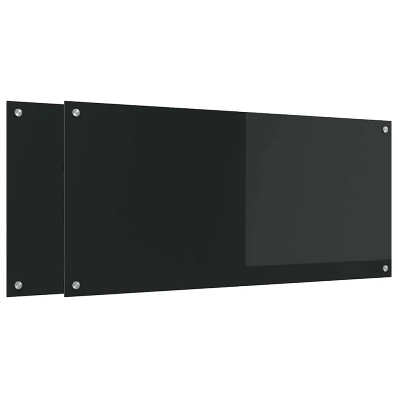 Virtuvės atbraila 2 pcs Juoda 110 x 50 cm grūdintas stiklas