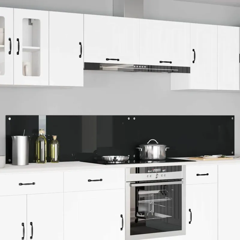 Virtuvės atbraila 2 pcs Juoda 120 x 40 cm grūdintas stiklas