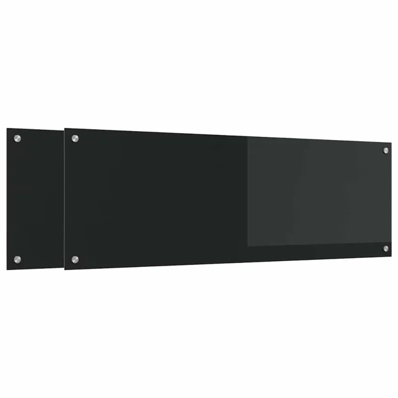Virtuvės atbraila 2 pcs Juoda 120 x 40 cm grūdintas stiklas