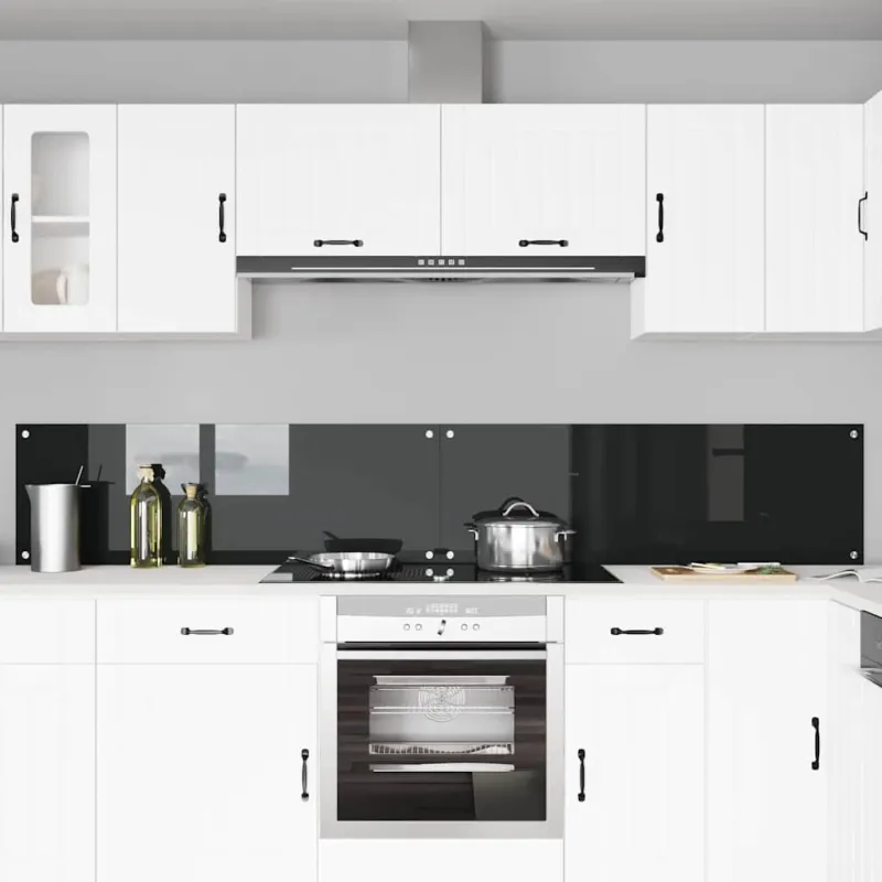 Virtuvės atbraila 2 pcs Juoda 120 x 40 cm grūdintas stiklas