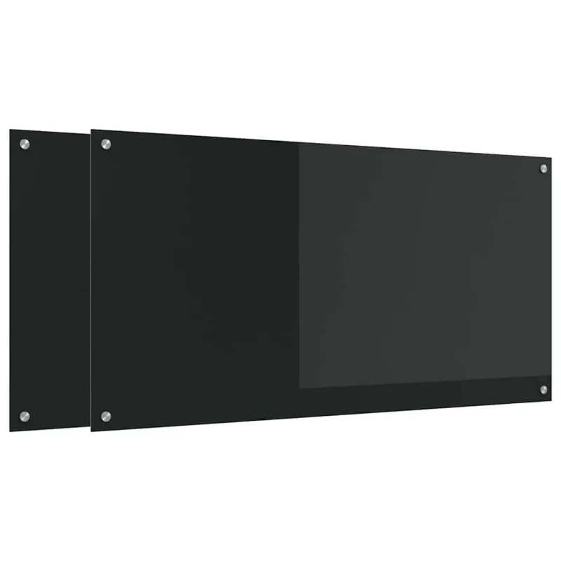 Virtuvės atbraila 2 pcs Juoda 120 x 60 cm grūdintas stiklas