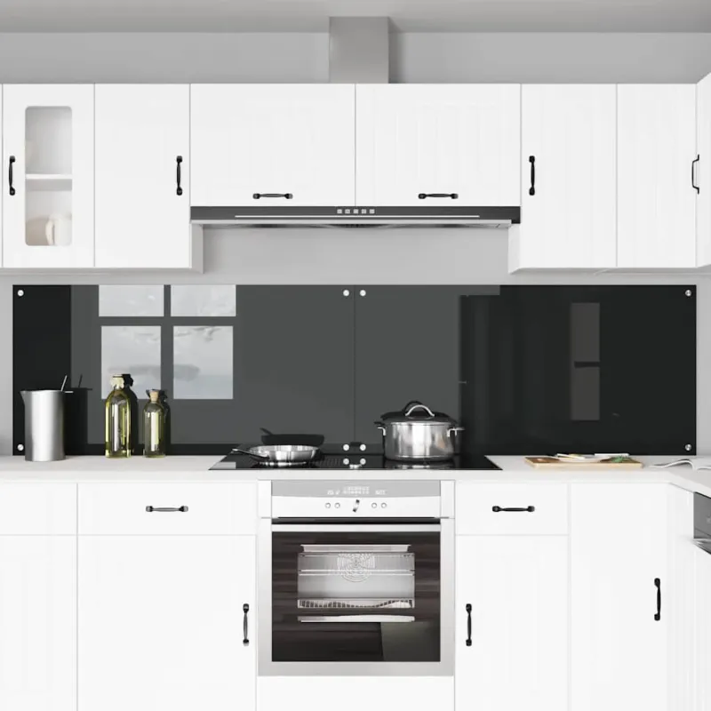Virtuvės atbraila 2 pcs Juoda 120 x 60 cm grūdintas stiklas