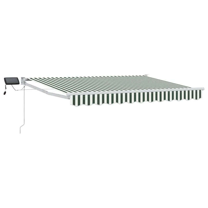 Rankinė ištraukiama markizė su LED Žalia ir balta 3,5 x 2 m