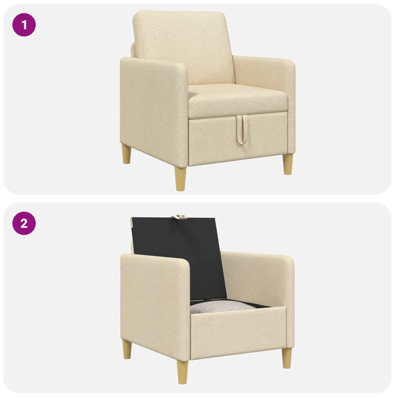 Sofa su saugojimo vieta Kreminė 72 x 78 x 87 cm Poliesteris