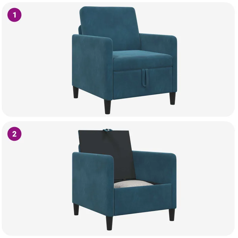Sofa su saugojimo vieta Mėlyna 72 x 78 x 87 cm Poliesteris