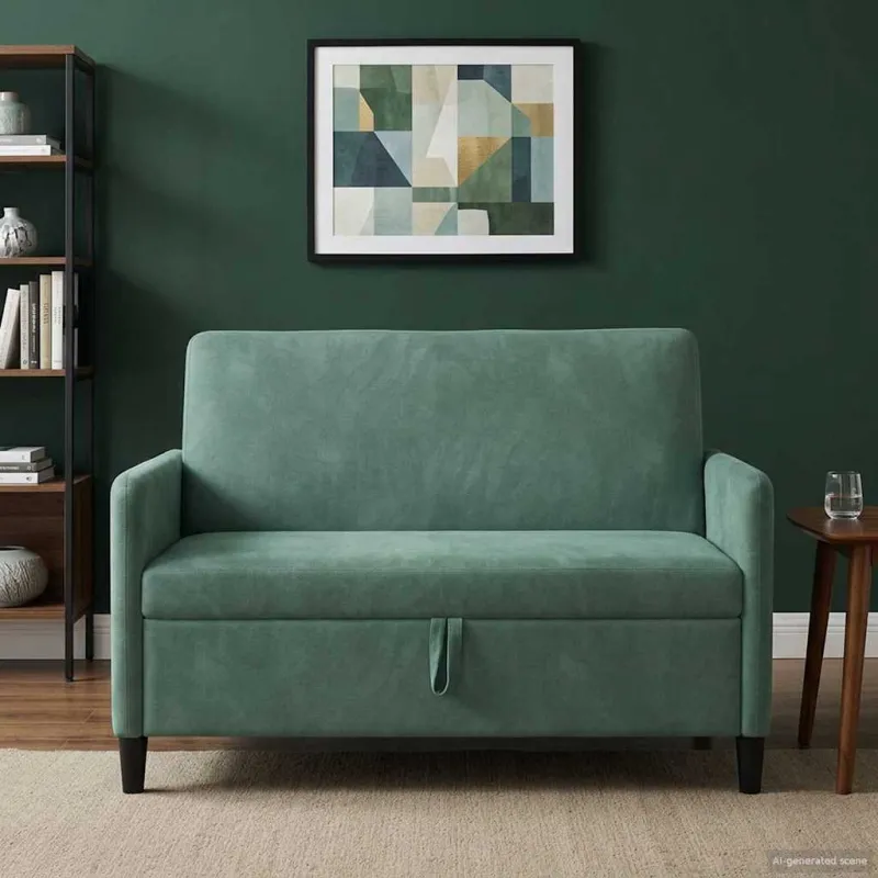 Sofa su saugojimo vieta Jūrinė žalia 122 x 78 x 87 cm