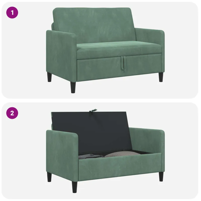 Sofa su saugojimo vieta Jūrinė žalia 122 x 78 x 87 cm