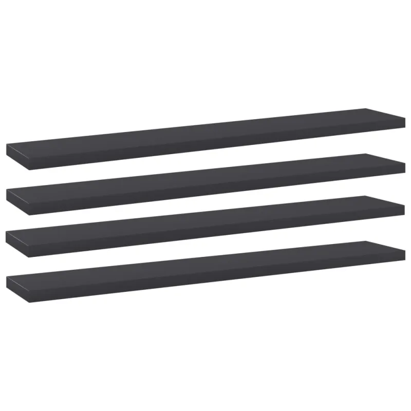 Knygų lentynos plokštės, 4vnt., pilkos, 60x10x1,5cm, MDP