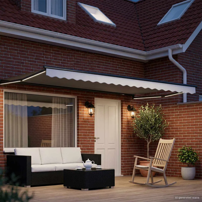 Rankinė ištraukiama markizė su LED Balta ir antracito 4,5 × 3 m
