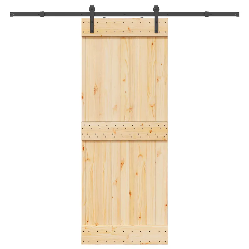 Slankios durys NARVIK Natūrali ir juoda 80 x 210 cm (213,5 cm)