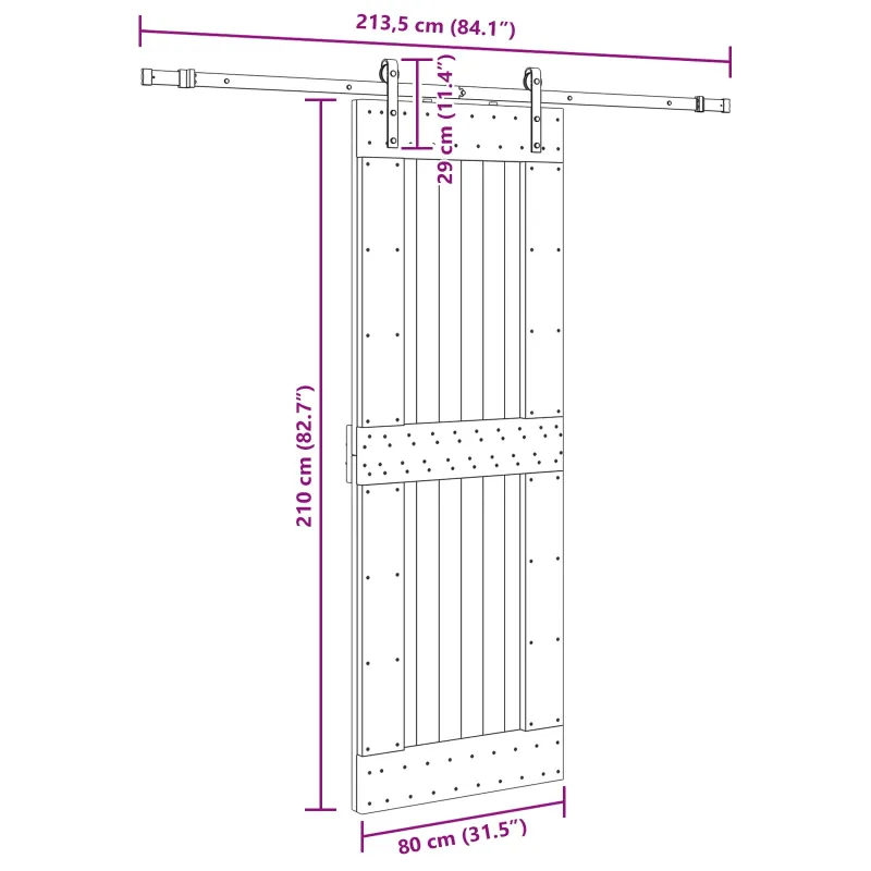 Slankios durys NARVIK Natūrali ir juoda 80 x 210 cm (213,5 cm)