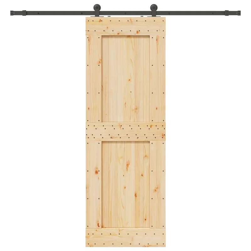Slankios durys NARVIK Natūrali ir juoda 80 x 210 cm (213,5 cm)