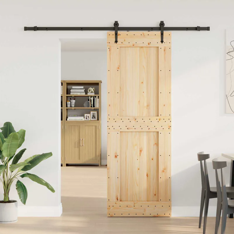 Slankios durys NARVIK Natūrali ir juoda 80 x 210 cm (213,5 cm)
