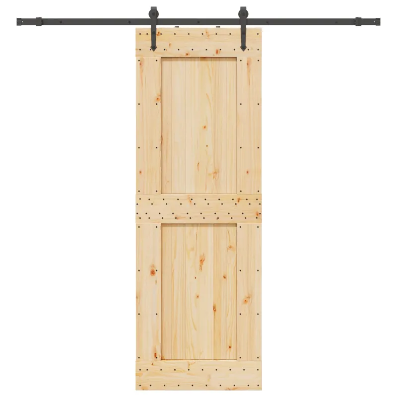 Slankios durys NARVIK Natūrali ir juoda 80 x 210 cm (213,5 cm)