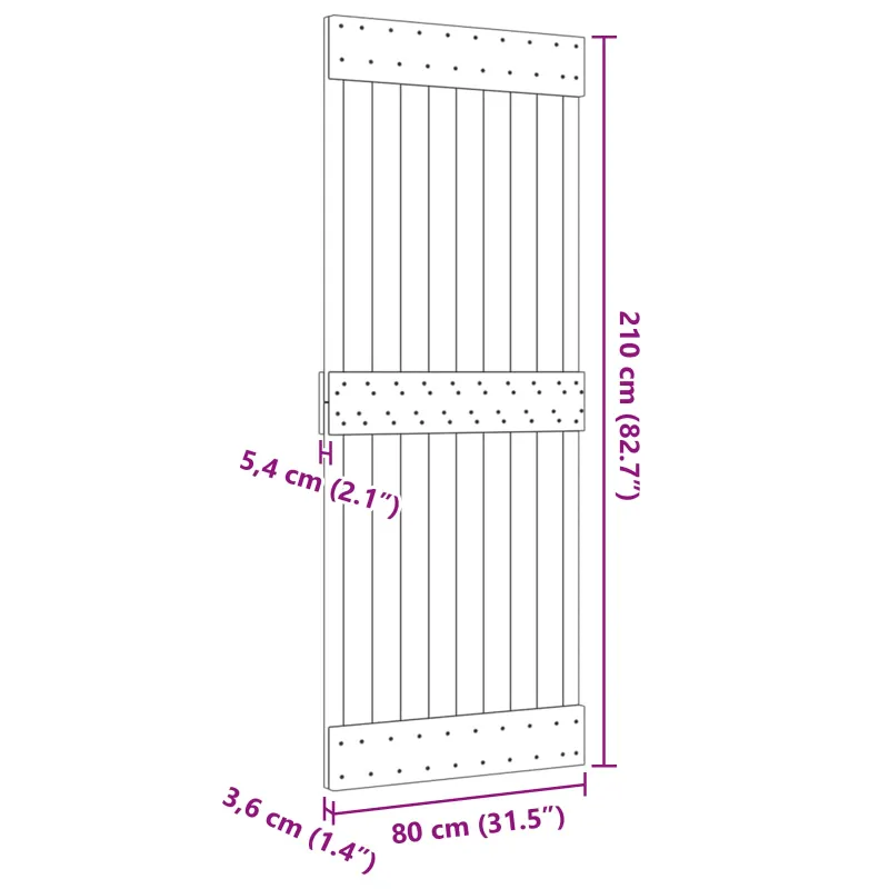 Duris NARVIK Natūrali 80 x 210 cm Kietos pušies medžio durys