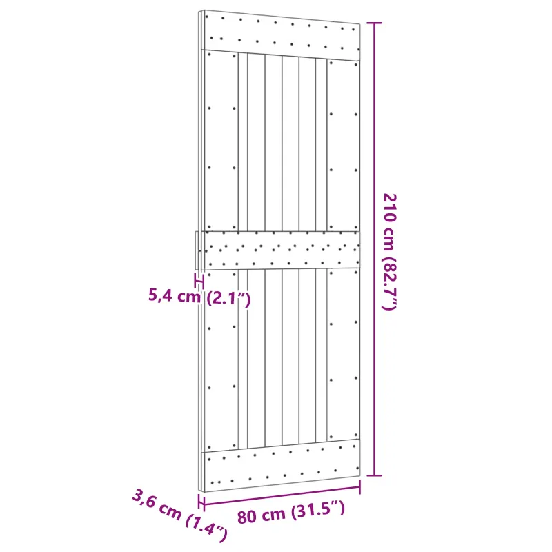 Duris NARVIK Natūrali 80 x 210 cm Kietos pušies medžio durys