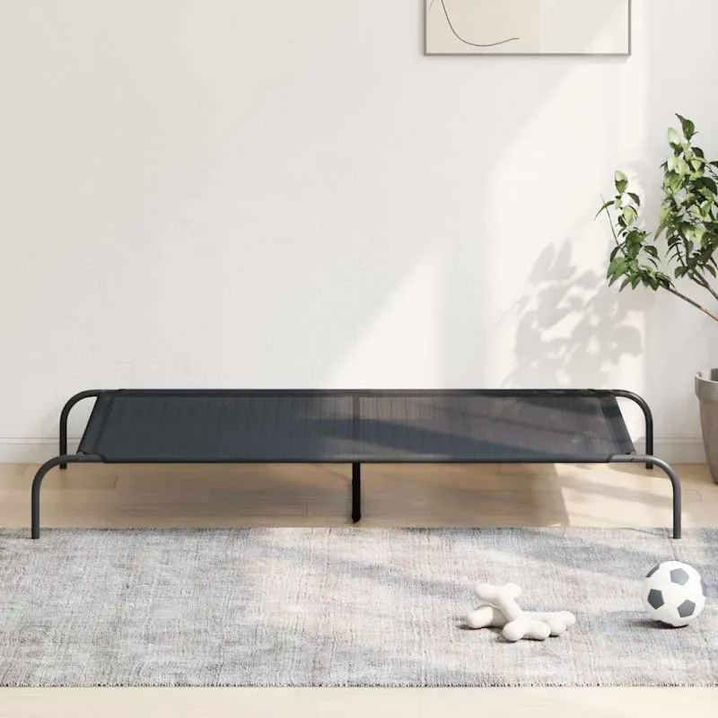 paaukštinta lova šuniui juoda 150x90x20 cm tekstilės ir plieno