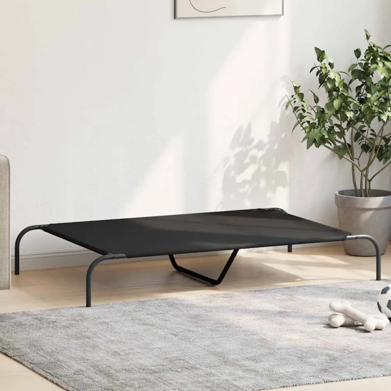 paaukštinta šunų lova juoda 130x80x20 cm Oksfordo audinys