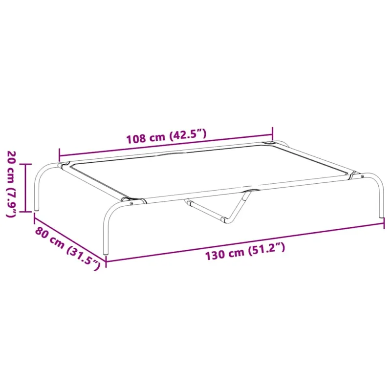 paaukštinta šunų lova juoda 130x80x20 cm Oksfordo audinys
