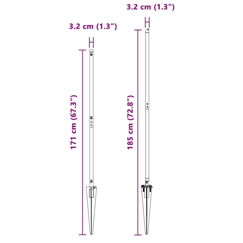 Žemės smaigalis tvoros stulpas 13 vnt. Pilka