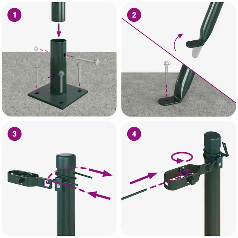 Tvorelių stulpas su betono pamatu 7 vnt. Žalia