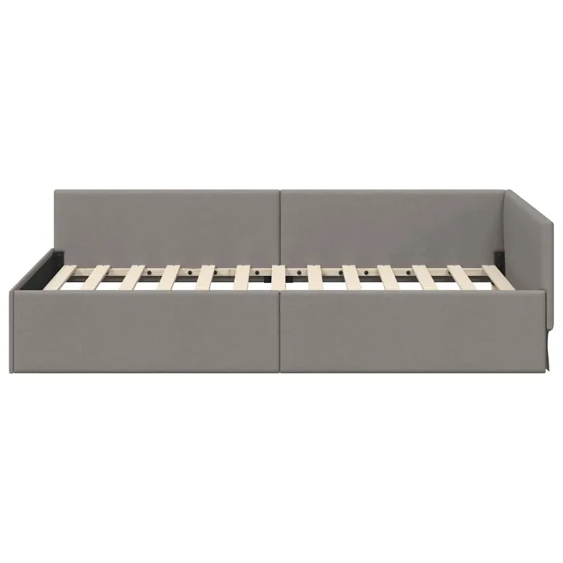 Kampinė lovos konstrukcija Taupe 90 cm x 190 cm audinys