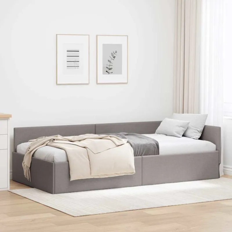 Kampinė lovos konstrukcija Taupe 90 cm x 200 cm audinys