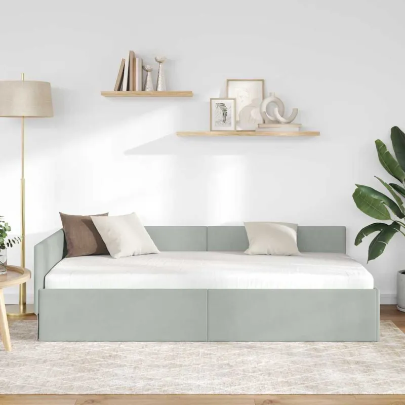 Kampinė lovos konstrukcija Šviesiai pilka 90 cm x 200 cm