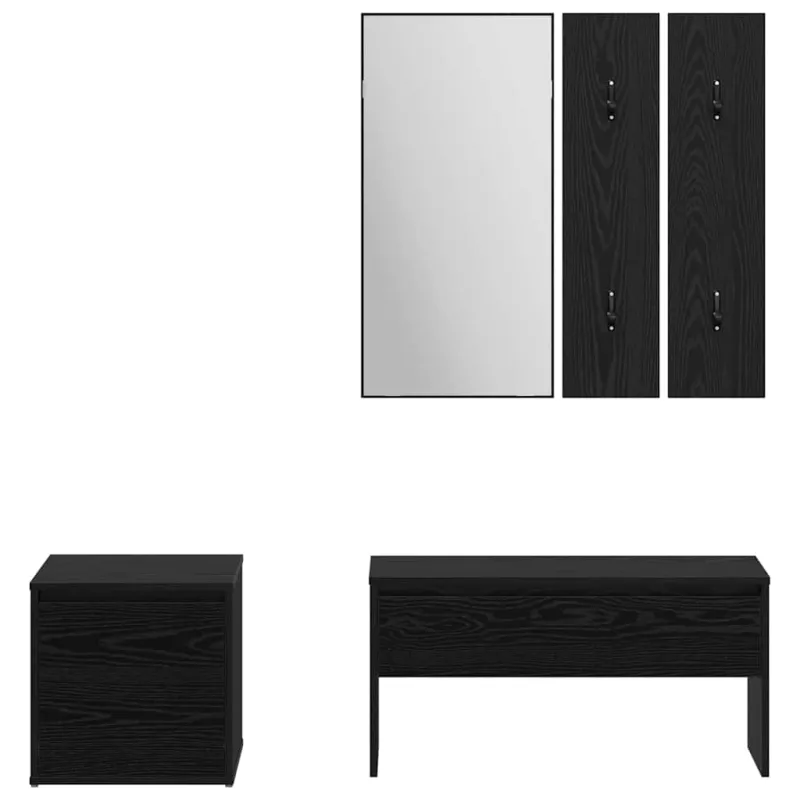 Prieškambario baldų komplektas su stalčių 3 pcs juoda ąžuolo
