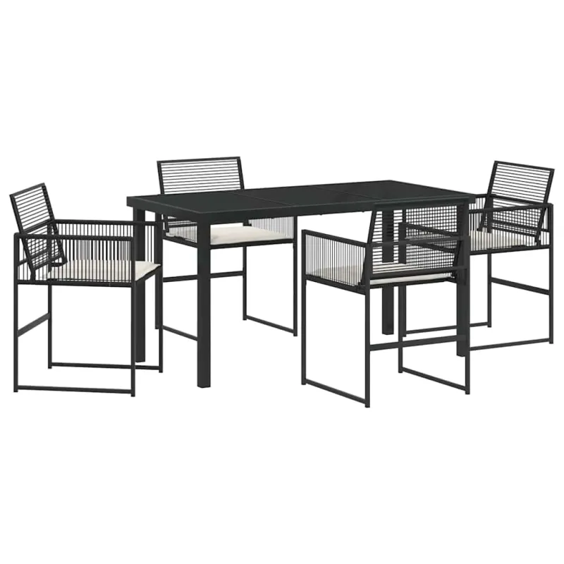 Sodo valgomojo komplektas 5 pcs Juoda poliratanas