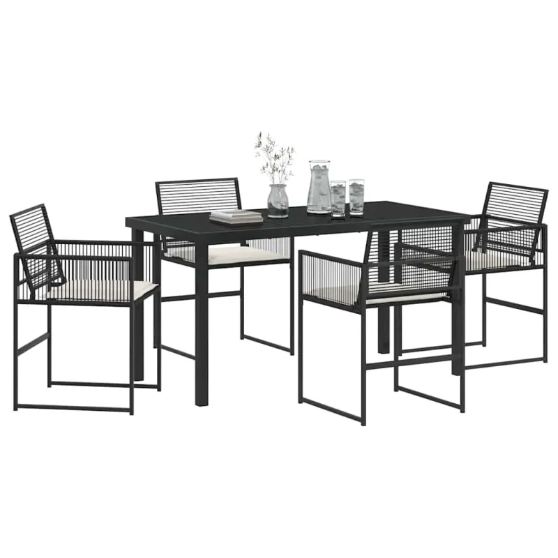 Sodo valgomojo komplektas 5 pcs Juoda poliratanas
